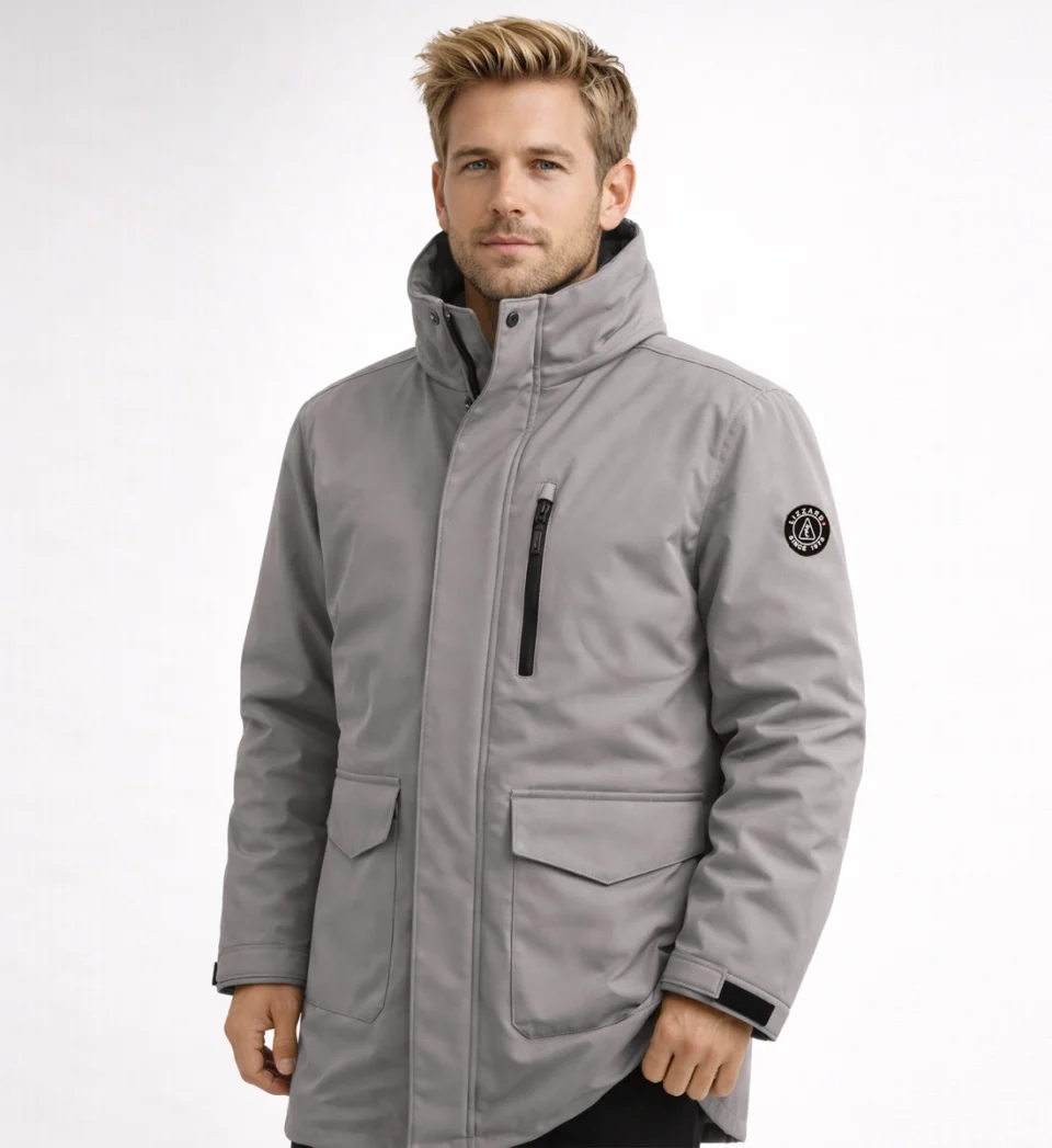 Men’s Long Hooded Winter Parka – Insulated & Windproof