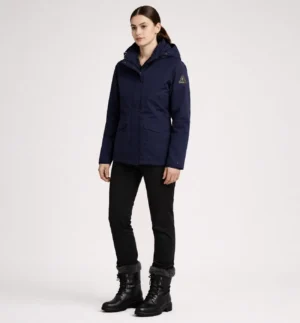 Women’s Hooded Mid-Length Jacket Navy Color - SL95578 - 1