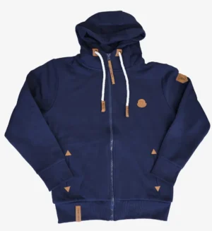 Ladies Sweat Jacket Plain with Hood and zip-Navy-SL4009-4