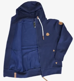Ladies Sweat Jacket Plain with Hood and zip-Navy-SL4009-5