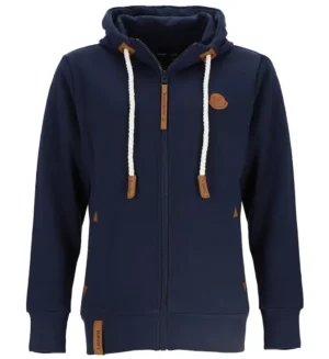 Ladies Sweat Jacket Plain with Hood and zip-Navy-SL4009-8