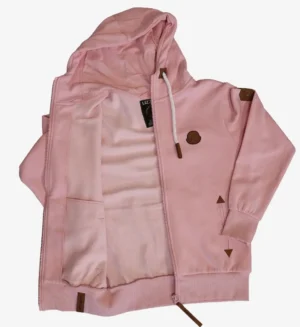 Ladies Sweat Jacket Plain with Hood and zip-Rose-SL4009-4