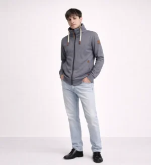 Mens CVC Jacket fijne streep-Gray Milans- BD4005-1