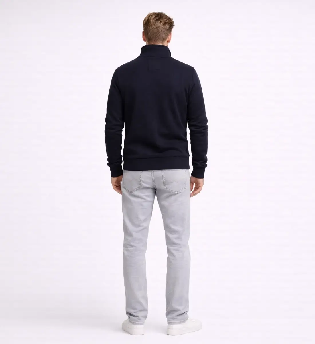Mens CVC Sweater Half Zipper-SL2080-Navy-3