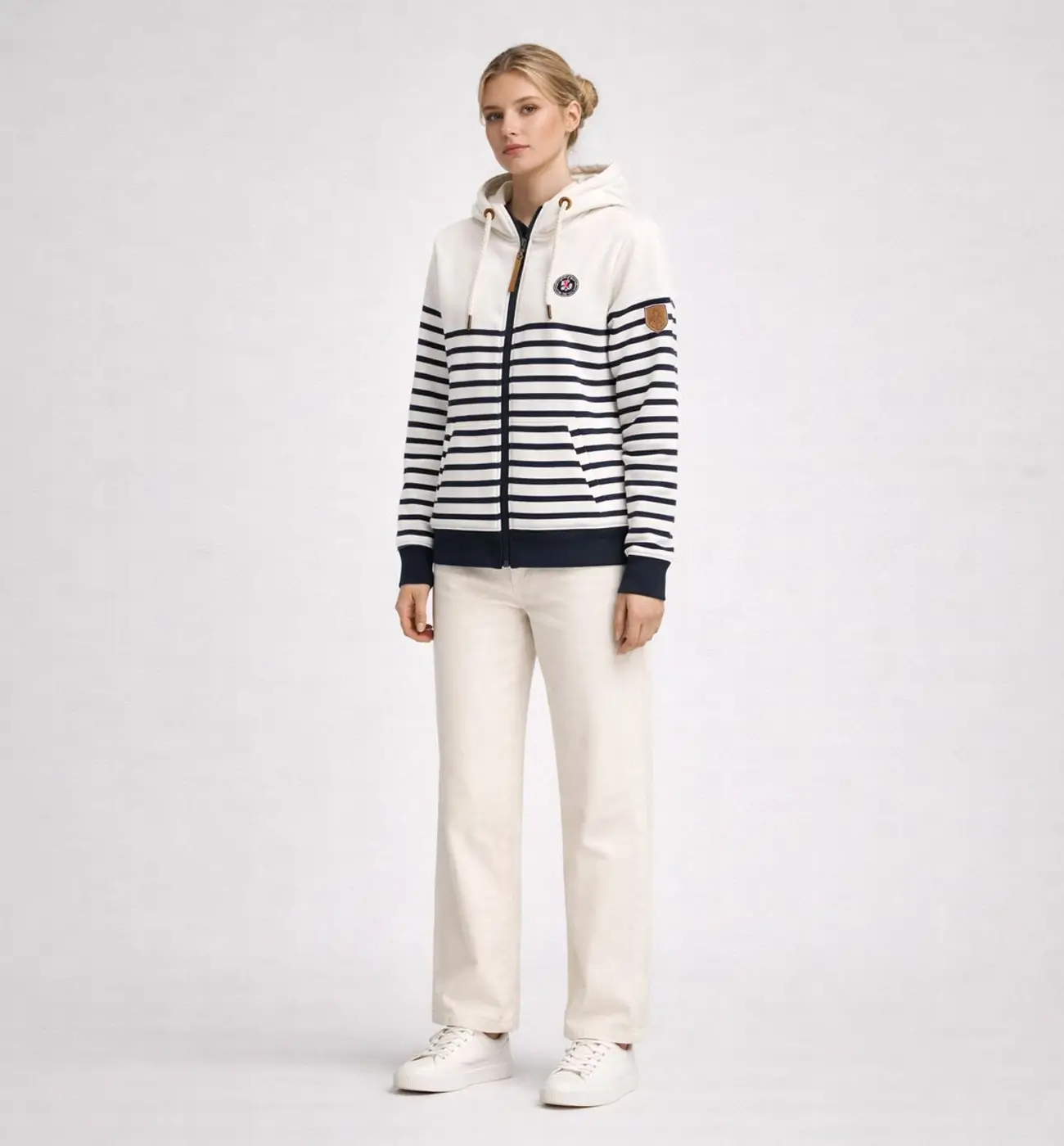 Women’s Striped Zip-Up Hoodie – Casual Cotton Sweatshirt hoodie - Afbeelding 5